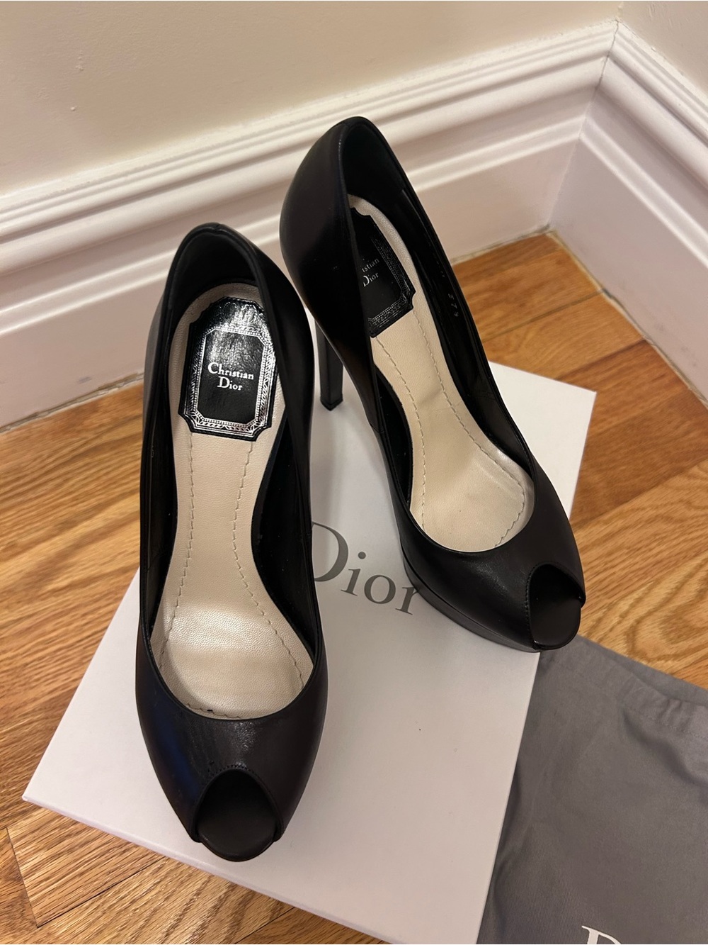 Miss Dior Black Peep-Toe Platform Pump - Women's High Heels size 37 Great cond - Picture 2 of 9
